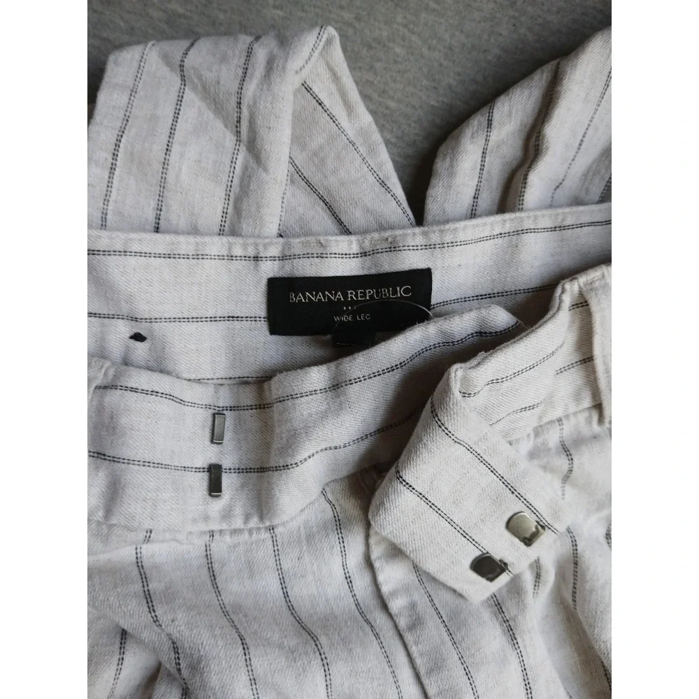 Banana Republic Pants 4 Linen Wide Leg Pleated Trouser Work Career Corp Office